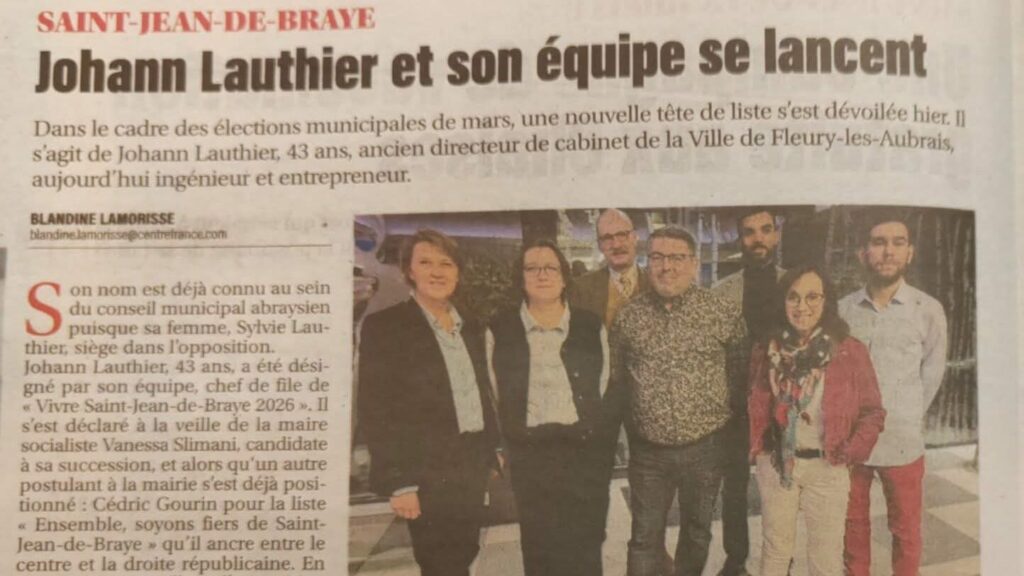 Johan Lauthier et son équipe liste vivre saint-jean de braye 2026